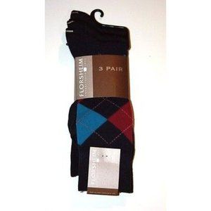 FLORSHEIM 3-Pair PACK Men's SOCKS Plaid RIBBED